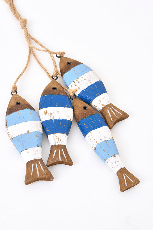 Ristra de 4 peces de madera a rayas