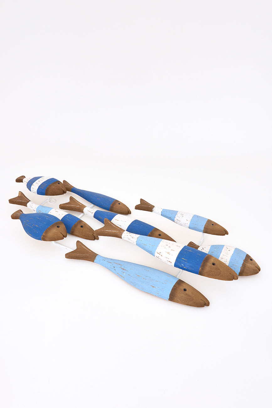 Banco de peces decorativo de madera para pared