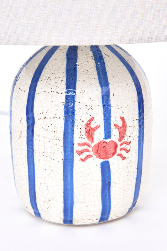 Lámpara de cerámica con cangrejo pintado