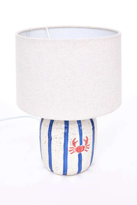 Lámpara de cerámica con cangrejo pintado
