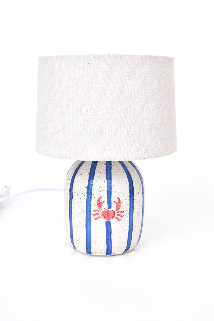 Lámpara de cerámica con cangrejo pintado