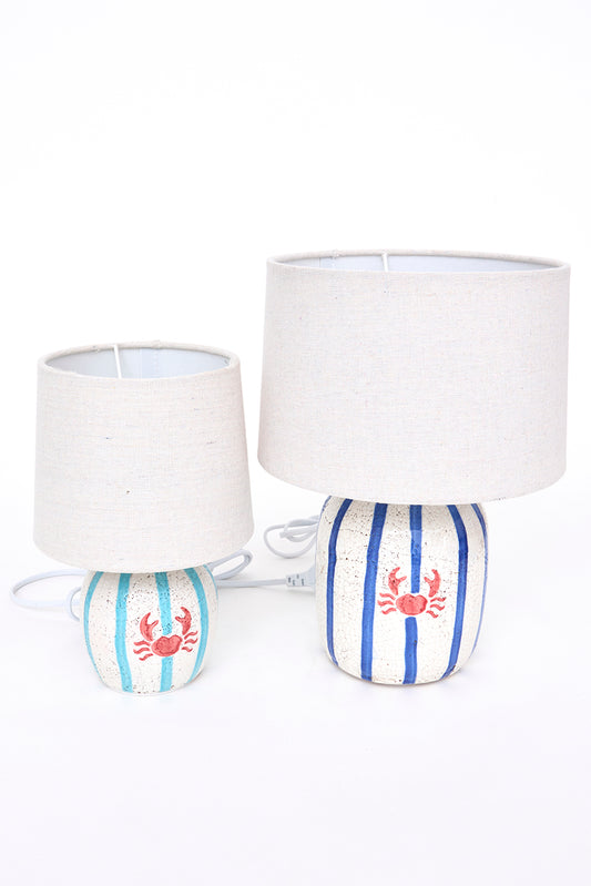 Lámpara de cerámica con cangrejo pintado