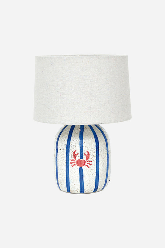 Lámpara de cerámica con cangrejo pintado