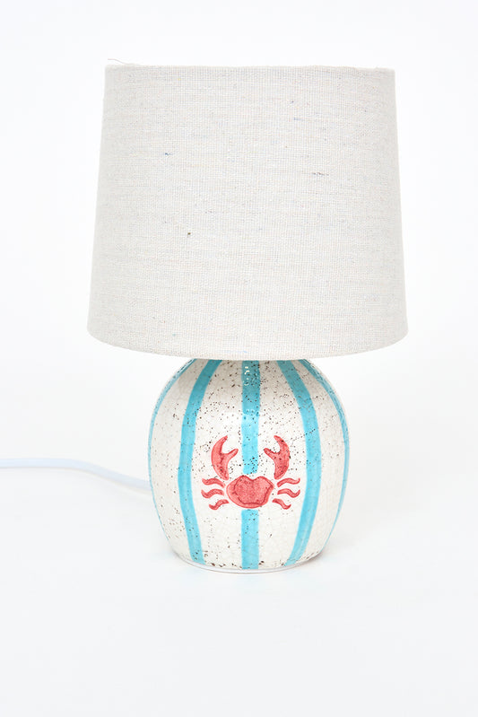 Lámpara de cerámica con cangrejo pintado