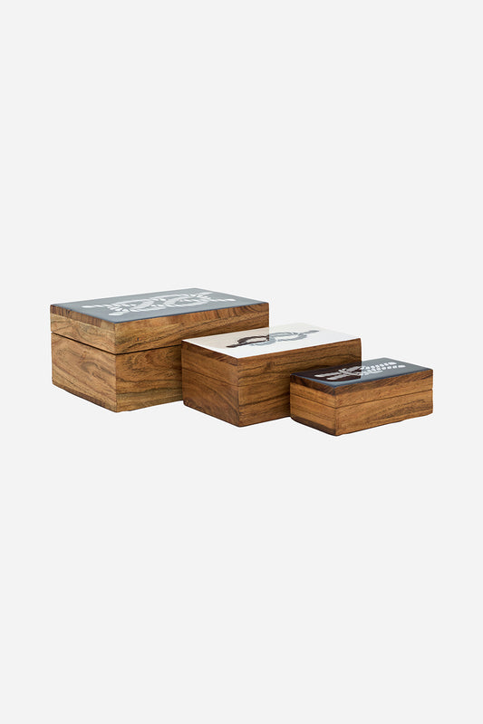 Set de 3 cajas de madera