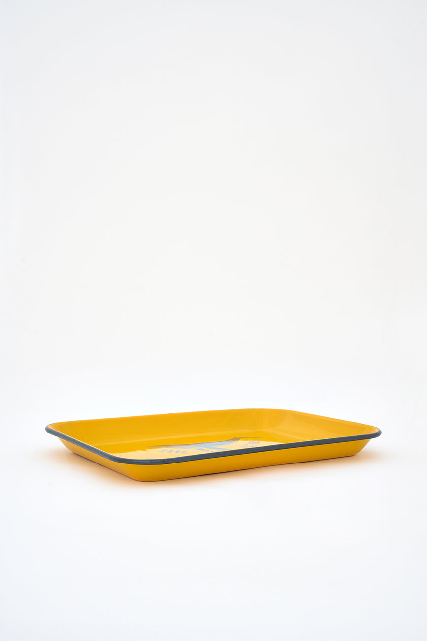 Plateau en métal émaillé avec baleine