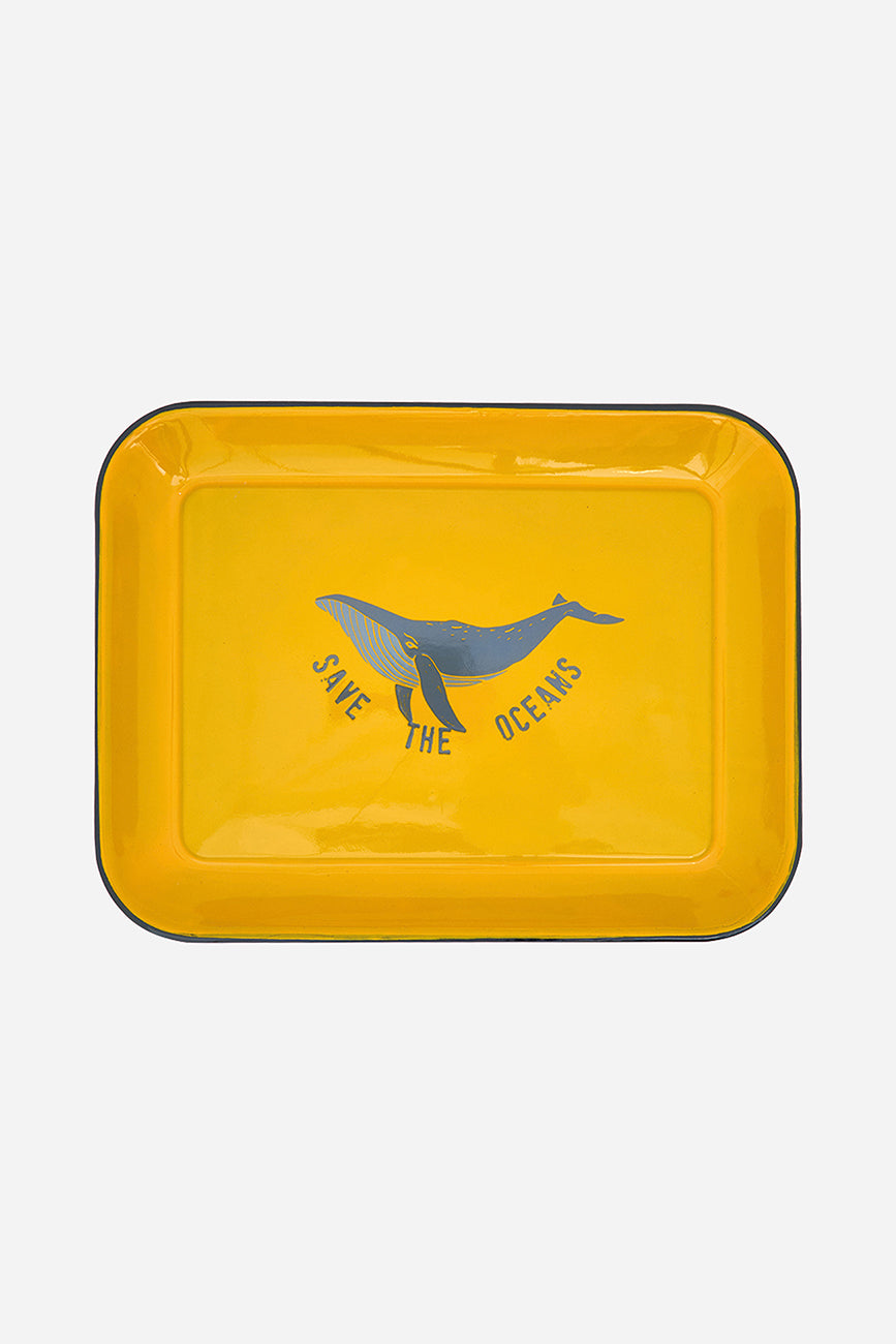 Plateau en métal émaillé avec baleine