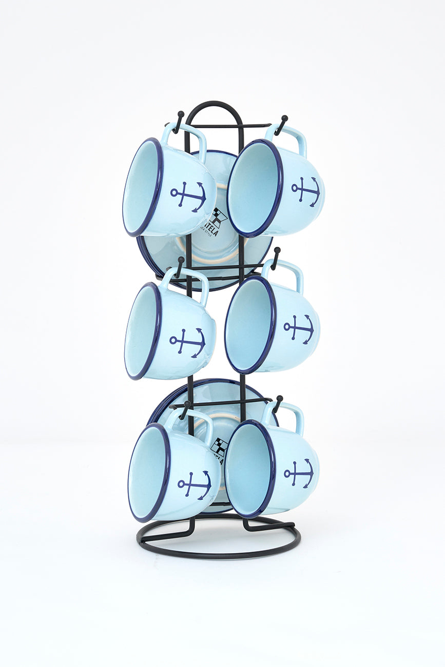 Set de 6 tasses avec soucoupes de style vintage