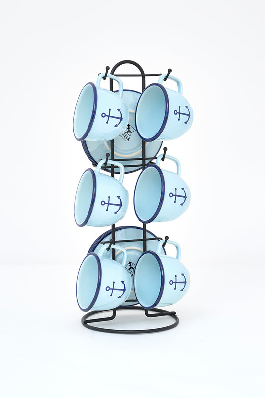 Set de 6 tasses avec soucoupes de style vintage