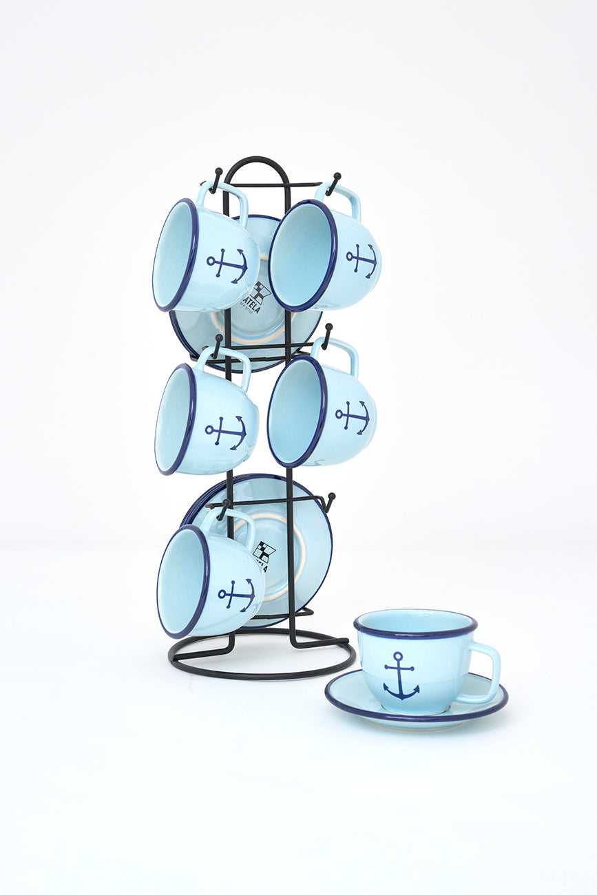 Set de 6 tasses avec soucoupes de style vintage