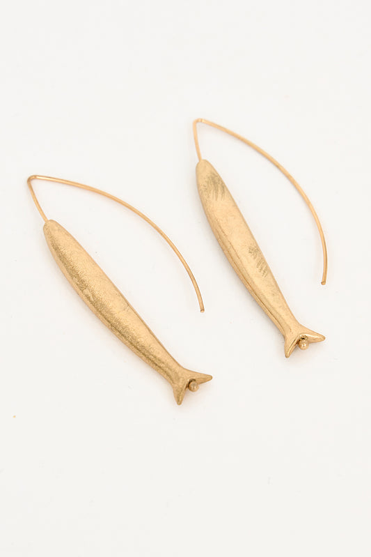 Gold-plated metal fish-shaped earrings