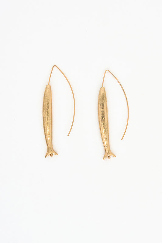 Gold-plated metal fish-shaped earrings
