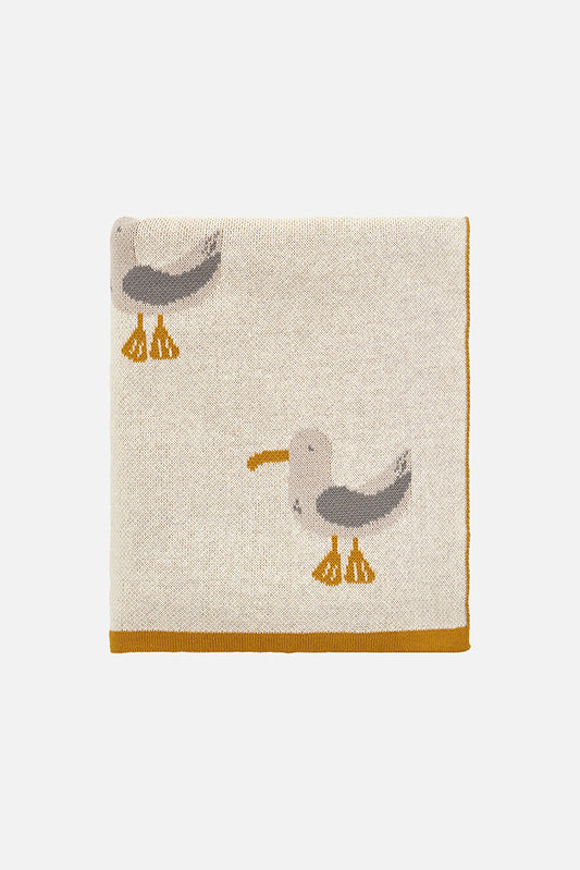 Cotton baby blanket with seagulls