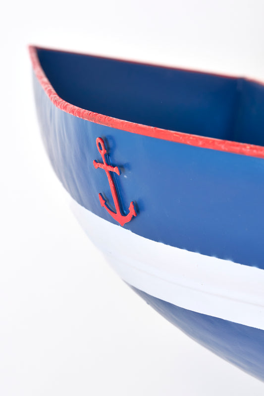 Florero de hojalata con forma de barco para pared