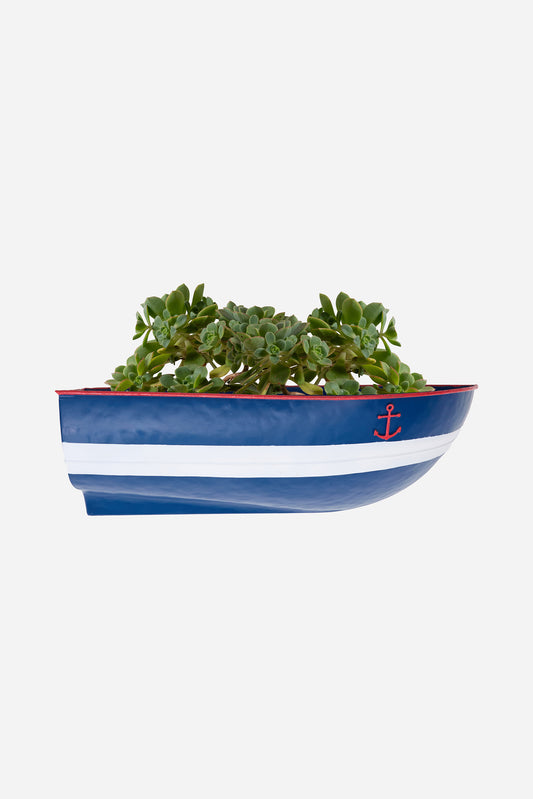 Florero de hojalata con forma de barco para pared