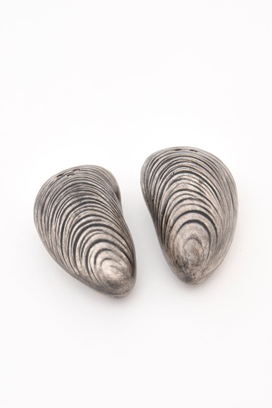 Oyster-shaped salt and pepper shaker set