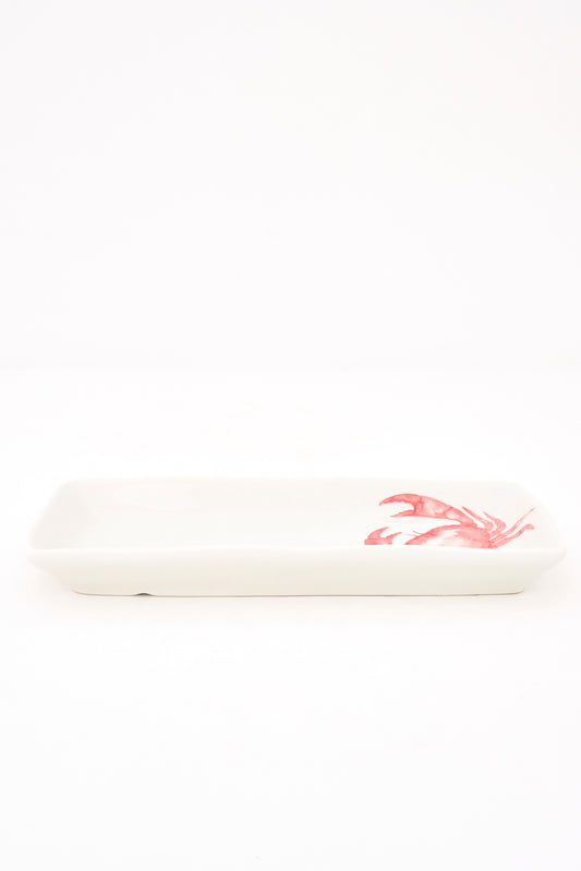 Plato rectangular con cangrejos rojos