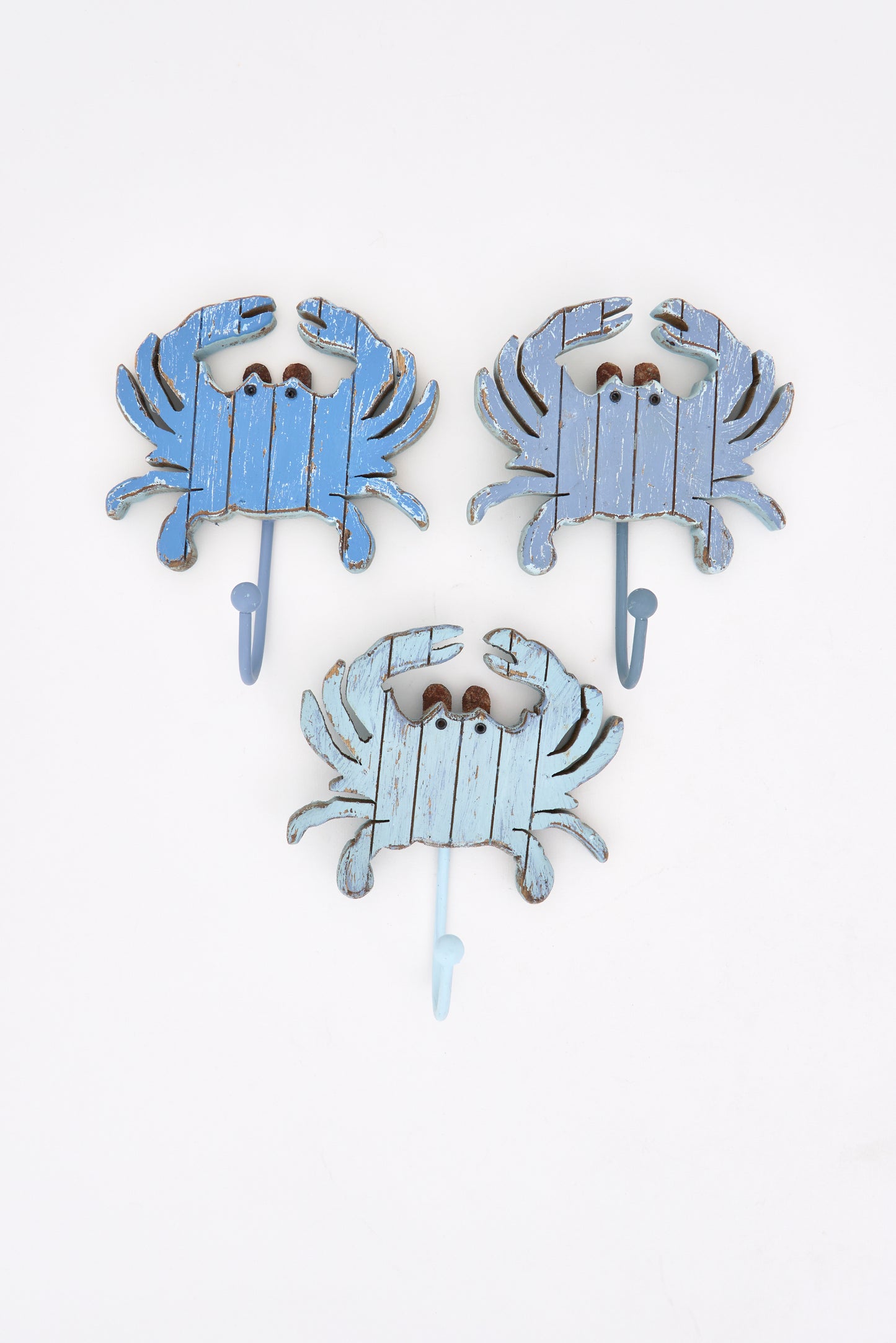 Set de 3 colgadores de madera con forma de cangrejo