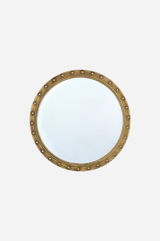 Espejo redondo con marco de hierro tipo ojo de buey