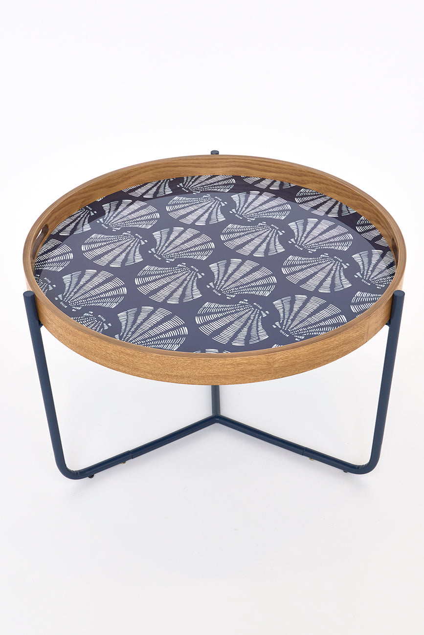 Set de 2 mesas de madera esmaltada con diseño de conchas