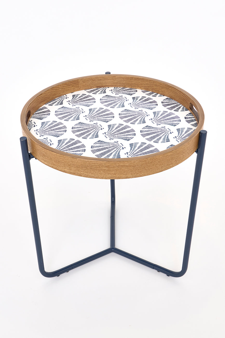 Set de 2 mesas de madera esmaltada con diseño de conchas