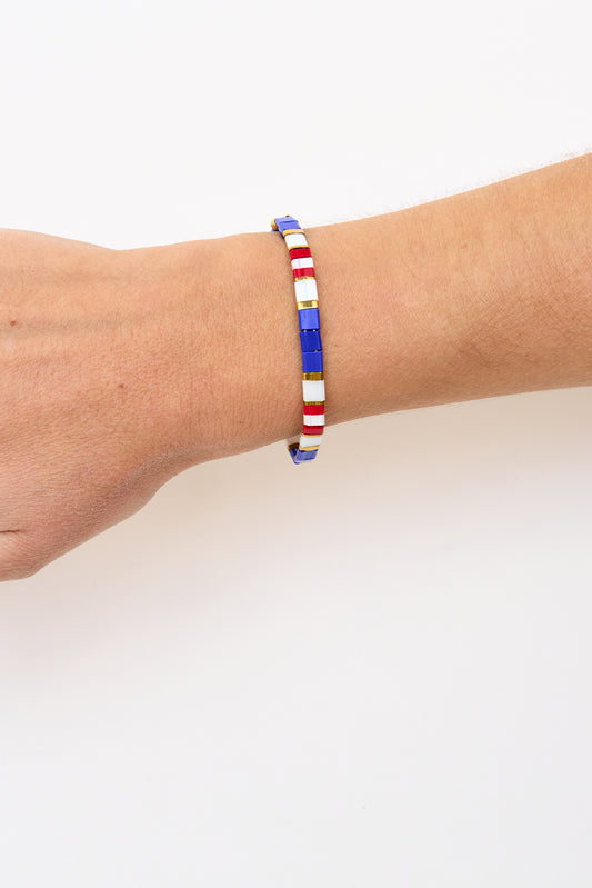 Pulsera marinera con perla de vidrio