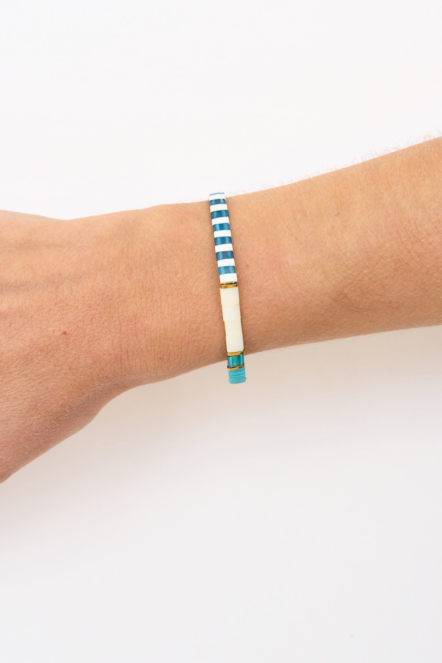 Sailor bracelet with turquoise striped glass pearl