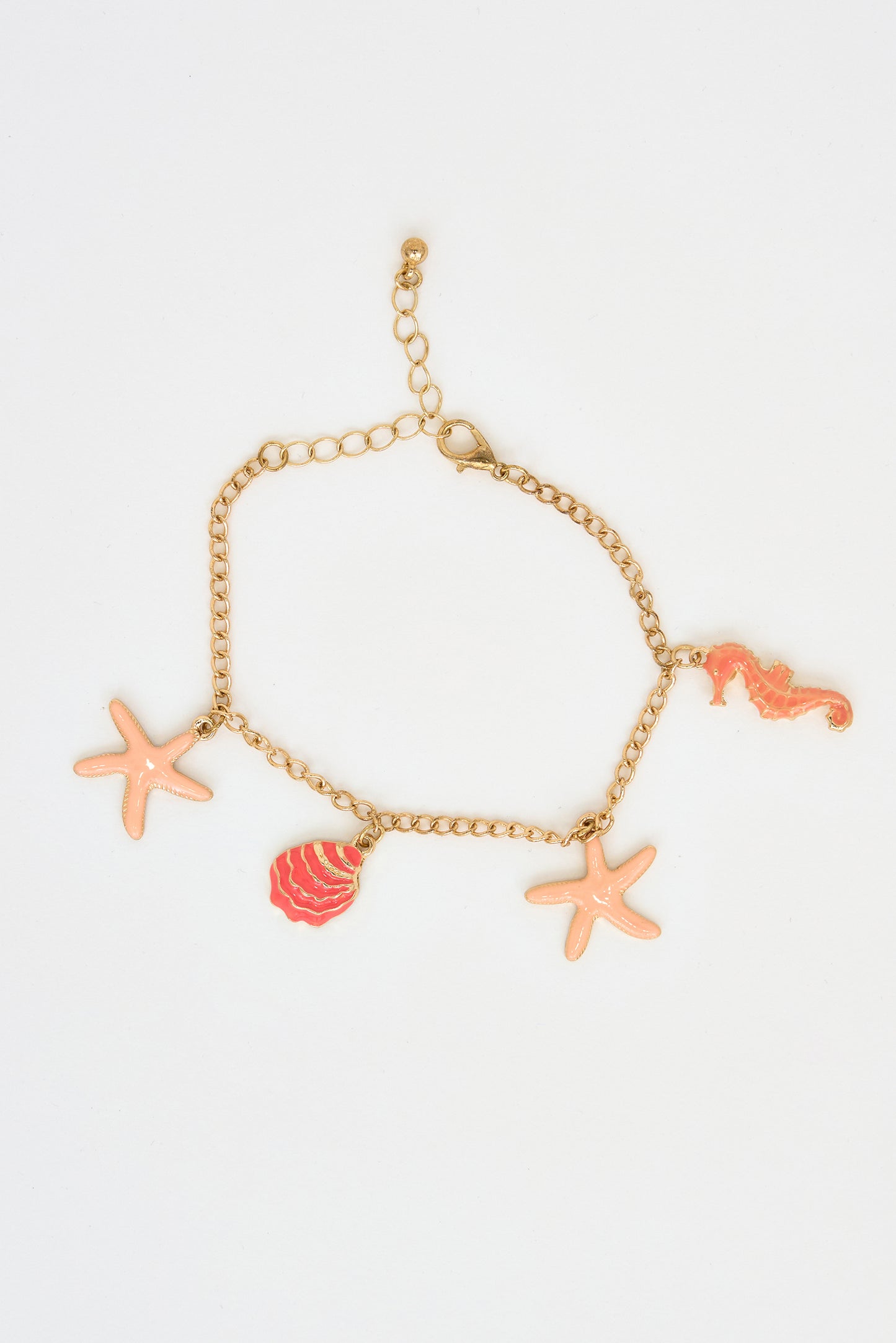 Gold-plated stainless steel bracelet with marine motifs