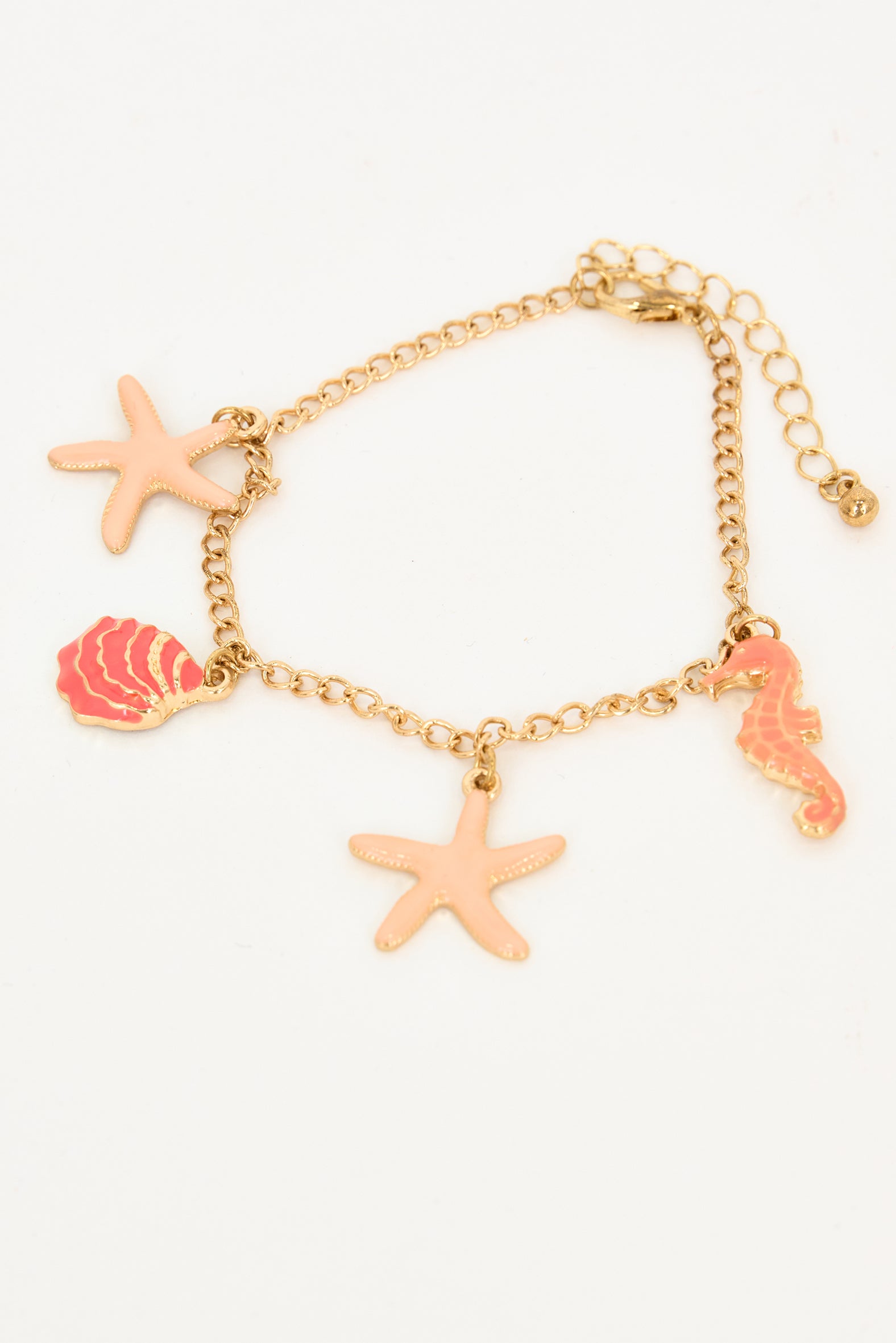 Gold-plated stainless steel bracelet with marine motifs