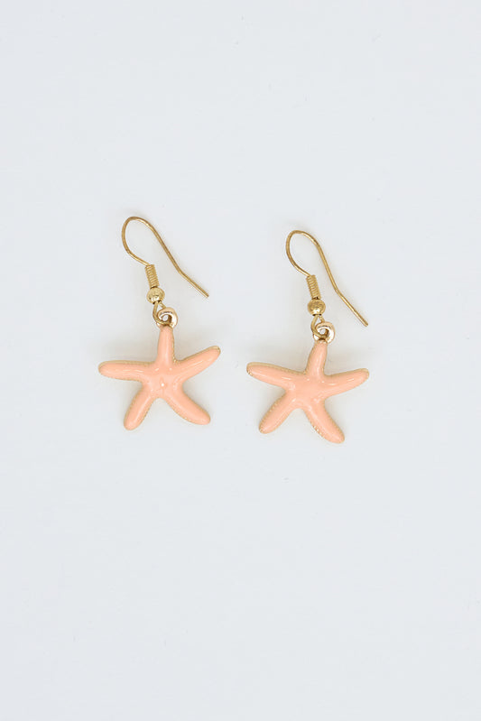 Pendientes de acero inoxidable con estrella de mar y perla