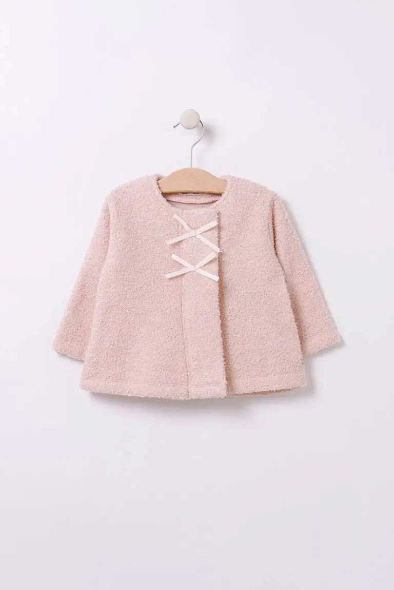 Chaqueta de polar rizado con detalle de lazo