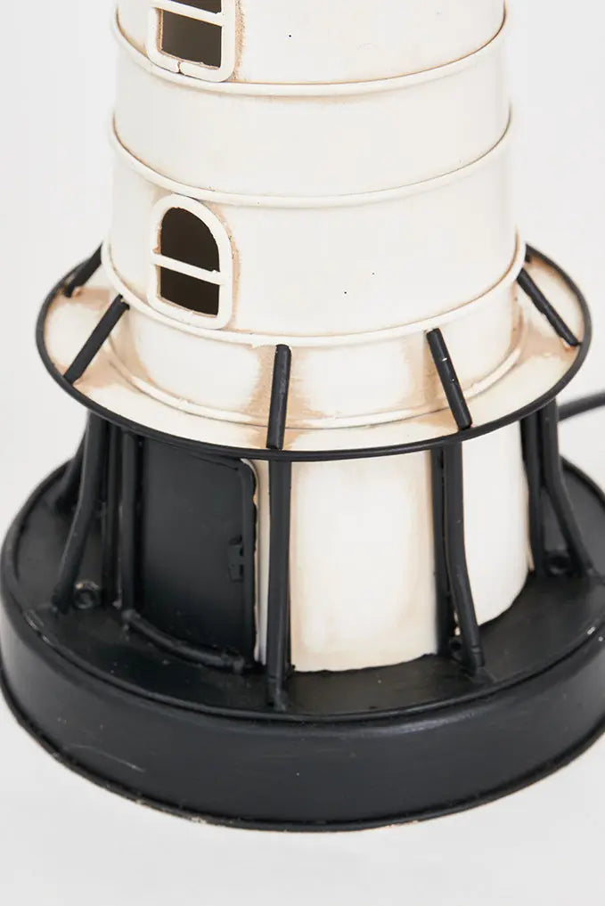 Faro de metal con led 32 cm blanco y negro