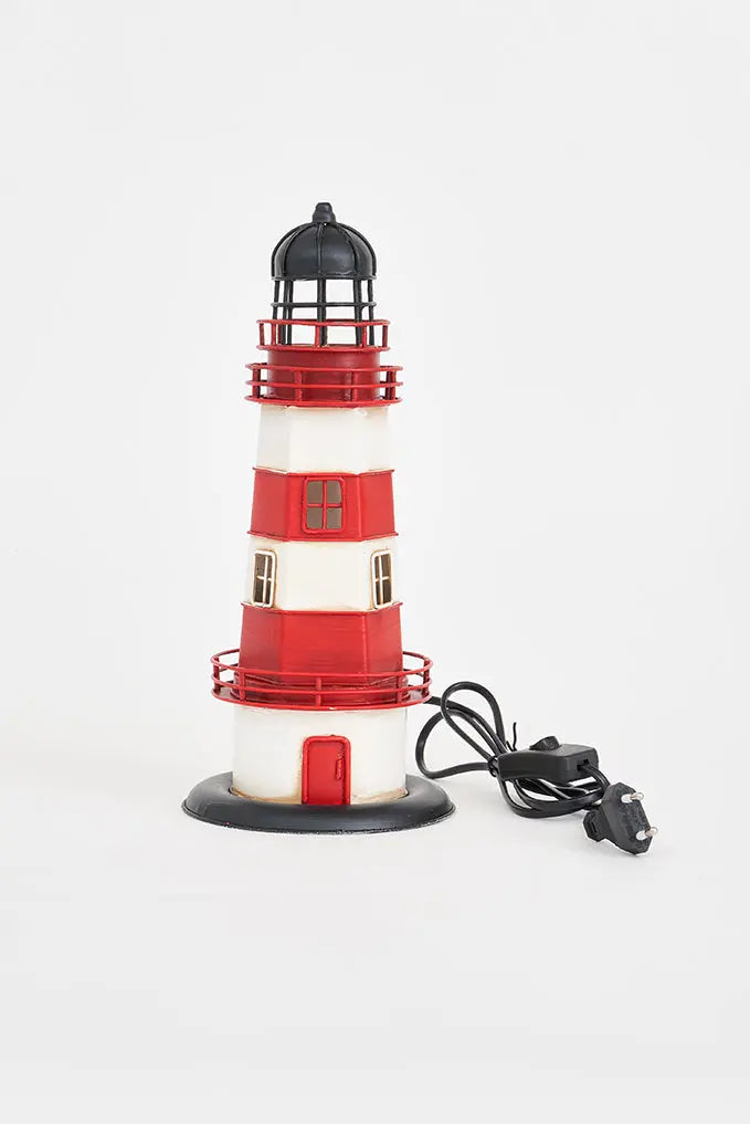 Faro de metal con led 32 cm blanco y rojo