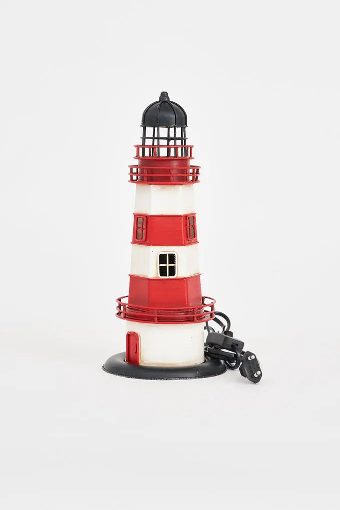 Faro de metal con led 32 cm blanco y rojo