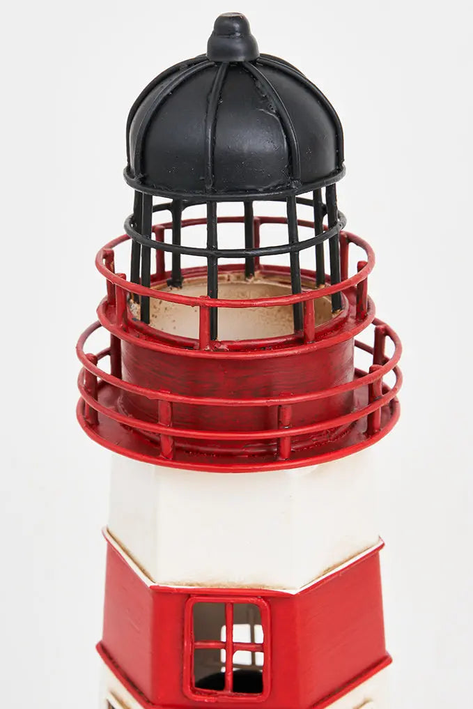 Faro de metal con led 32 cm blanco y rojo
