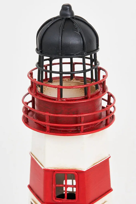 Faro de metal con led 32 cm blanco y rojo
