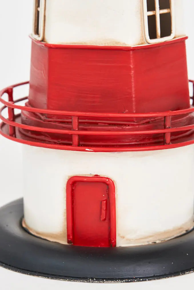 Faro de metal con led 32 cm blanco y rojo