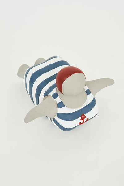 Batela Figura de Cemento Bañista con Bañador a Rayas - Decoración de Playa
