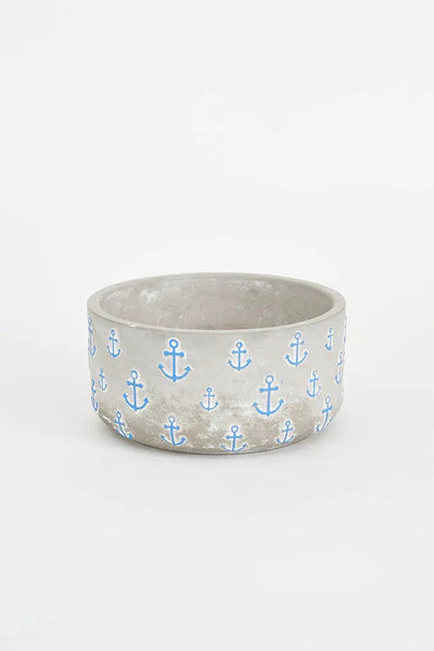 Batela Frutero de Cemento Gris con Anclas Azules
