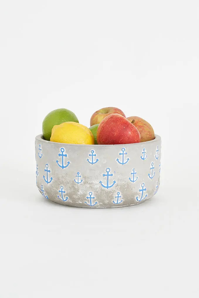 Frutero de cemento con anclas