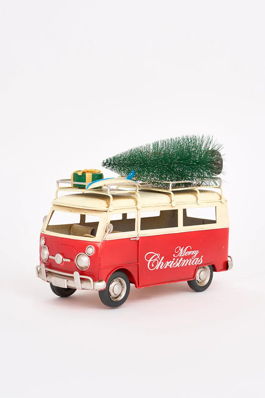 Colgante navideño Furgoneta surfera roja