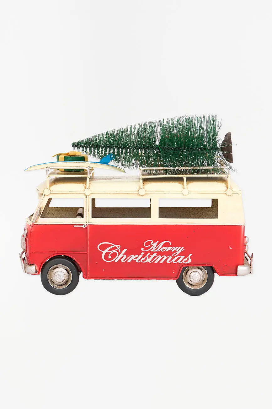 Colgante navideño Furgoneta surfera roja