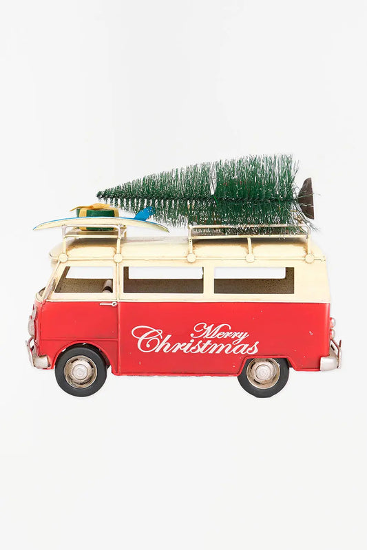 Colgante navideño Furgoneta surfera roja