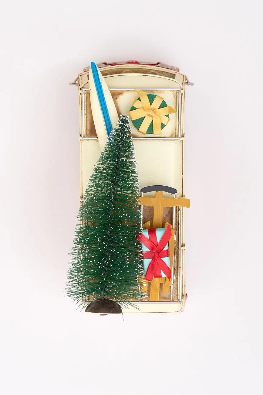 Colgante navideño Furgoneta surfera roja