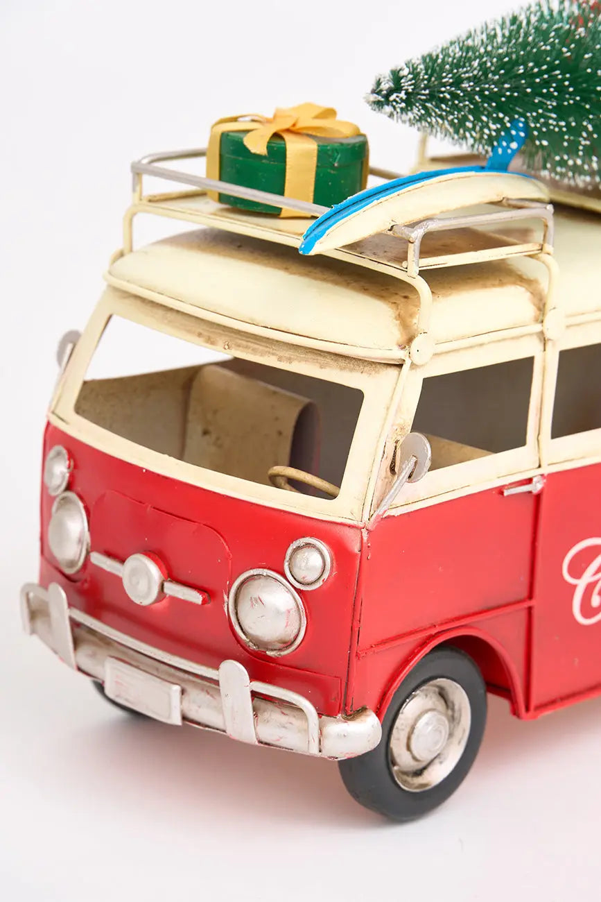 Colgante navideño Furgoneta surfera roja