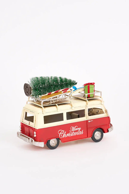 Colgante navideño furgoneta surfera roja pequeña