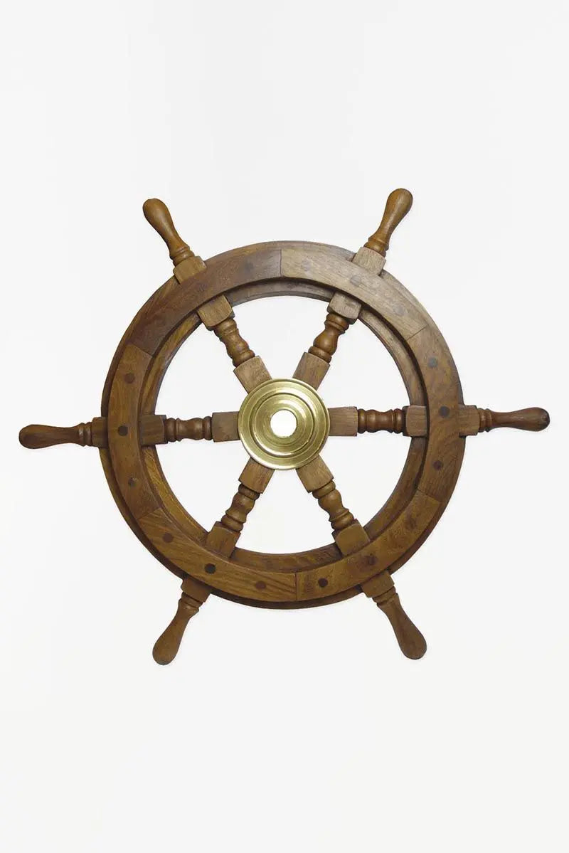 Timón de madera y latón 110 cm - D664 Batela