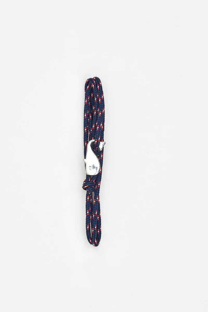 Pulsera o brazalete en cuerda azul marino con ballena