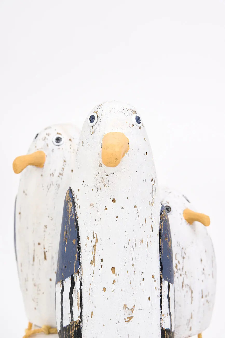 Gaviota de madera con patas de cuerda, mediana