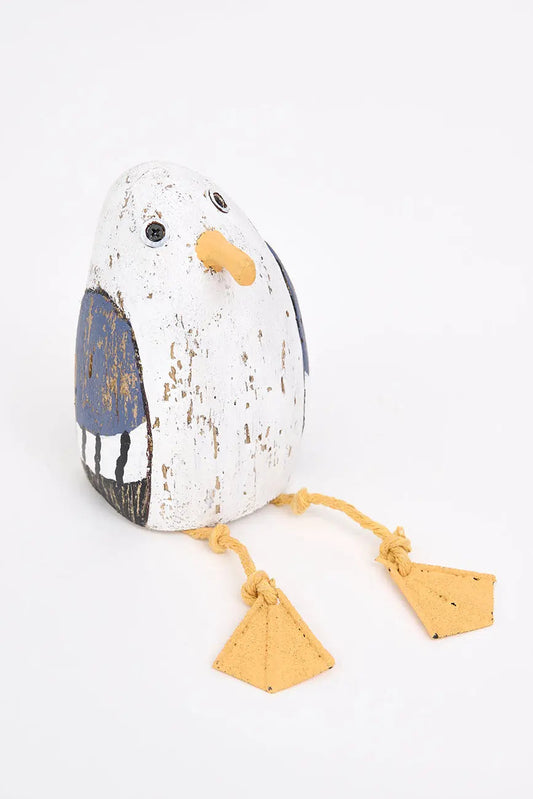 Gaviota de madera con patas de cuerda, pequeña